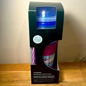 Starbucks 5 Pack Multicolor Plastic Reusable Cold Cups with Dome Lid - 24oz HP